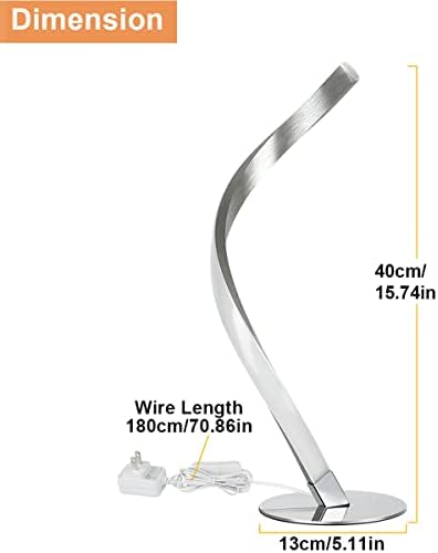 Depuley LED Spiral Bedside Table Lamp, Silver Nickel Modern Minimalist Design Nightstand Reading Lamp, 6W 3000K Warm White Eye-Caring Desk Lamp for Bedroom, Living Room, Office, Kids