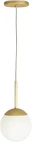 Lustre Pendente Jabuticaba, Luminária de Teto E27, Alumínio Dourado, Globo 15cm, 110/220V