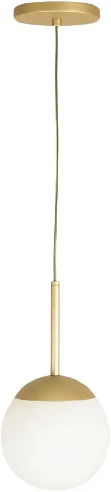 Lustre Pendente Jabuticaba, Luminária de Teto E27, Alumínio Dourado, Globo 15cm, 110/220V