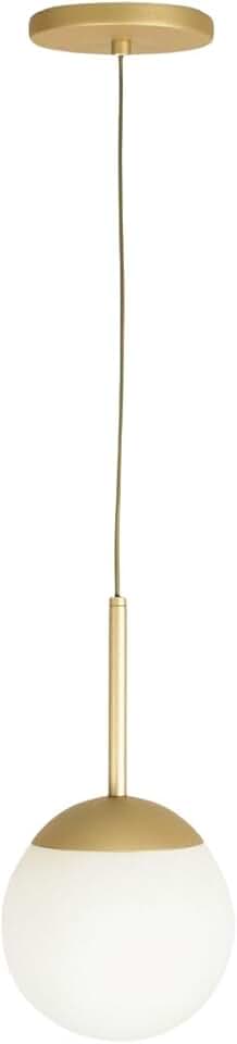 Lustre Pendente Jabuticaba, Luminária de Teto E27, Alumínio Dourado, Globo 15cm, 110/220V