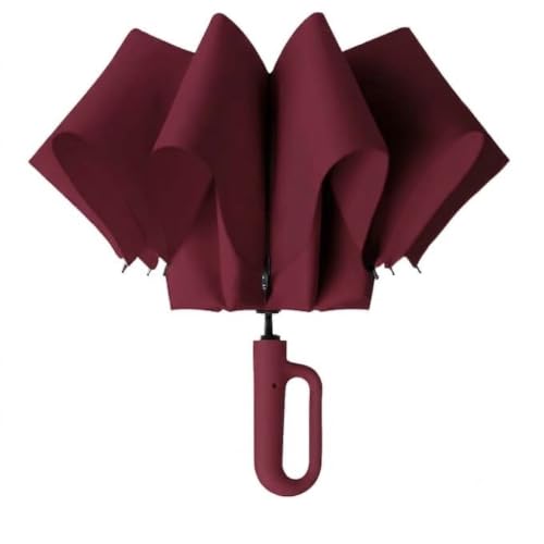 𝗞𝗢𝗦𝗠𝗘𝗥 UV Reversible Umbrella with Novelty Carabiner Handle, Travel-Friendly Umbrellas for Sun & Rain Protection, Windproof Compact, Automatic Open/Close, 8 Dual Ribs, Portable Umbrella for Men and Women (MAROON)