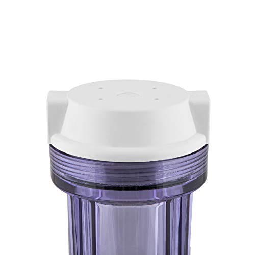 Hydronix HF2-10CLWH12 10 Clear Housing with White Flat Cap, 1/2 Ports