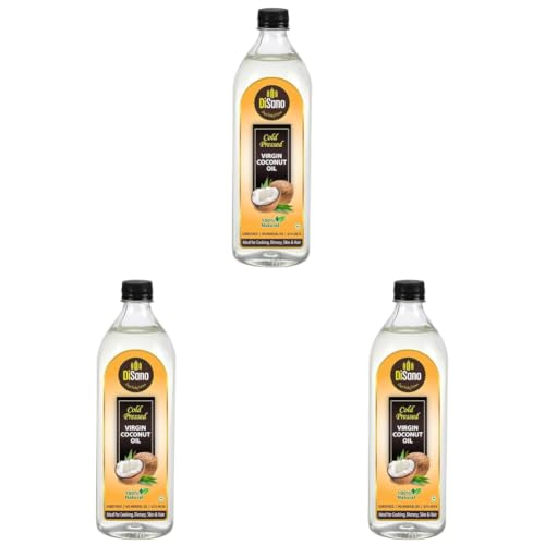 Image of DiSano Cold Press Virgin Coconut Oil Bottle, 1 L (Pack of 3)