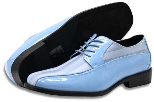 Image of BMY Men's Striped Satin Matching Patent Upper Oxfords Formal Dress Shoes
