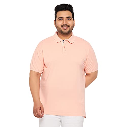 Image of Club York Men Cotton Blend Half Sleeve Polo Neck Solid Plus Size T-Shirt
