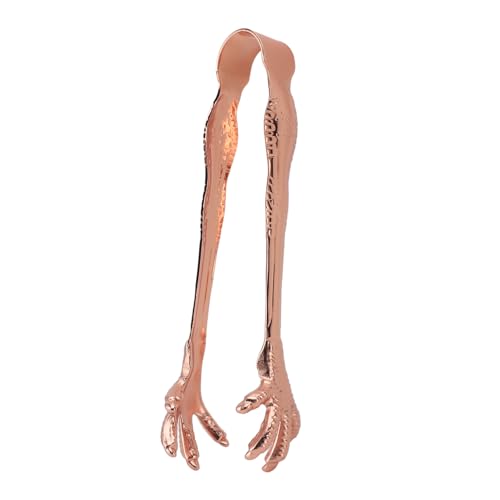 XHTLLO Ice Tongs, Stainless Steel Claw Style Ice Tongs, Hand Polished Eagle Claw Shape Food Serving Tongs for Bar and Home Use (Copper Plating)