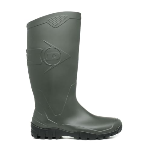 DUNLOP Dane Wasserdichte Gartenstiefel für Damen und Herren – Gummistiefel mit weicher Zehenkappe – Regenstiefel mit weitem Schaft zum Angeln – Aus PVC gefertigt – Grün/Schwarz - Größe 38 bis 47