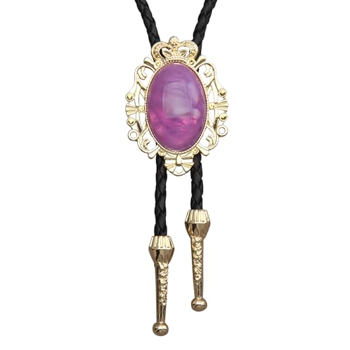 Image of GelConnie Native American Bolo Tie Rodeo Cowboy Leather Necktie Western Necklace Costume Accessories for Men,Women