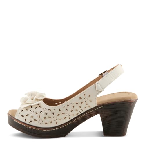 PATRIZIA Women’s Doriday Slingback Sandals Peep Toe - Adjustable Buckle Strap Dimensional Flower Design - Comfort Heel Platform Synthetic Upper PU Outsole, White EU 41 / US 9.5-10 by PATRIZIA - Used condition - Image 4