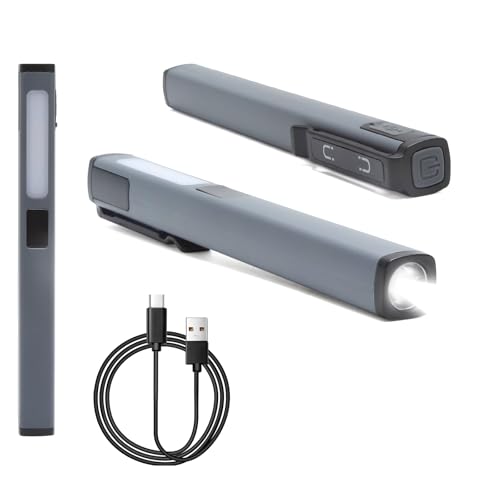 Lampe torche LED rechargeable USB C – lampe de poche 6 modes avec aimant & COB latéral, lampe de poche étanche, baladeuse LED mécanicien, forte lampe torche...