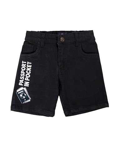 Image of KiddoPanti Boys Knee-Length Denim Shorts | Stretchable Cotton Poly Denim | Comfortable Fit with Button Elasticated Waistband & Zip Fly