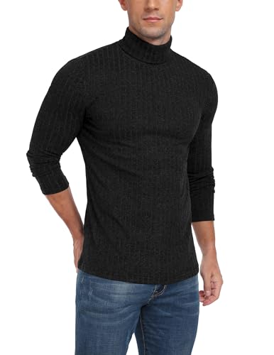 HiMONE Men Turtleneck Shirts Lightweight Long Sleeve Turtle Necks Ribbed Thermal Tops S-XXL4