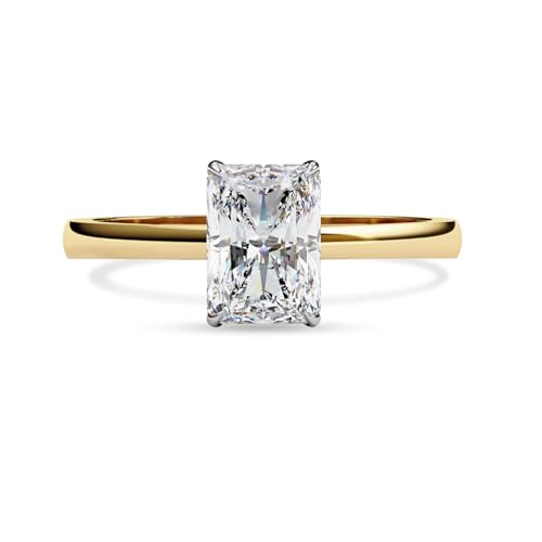 Solitaire Engagement Ring for Women, 7.5x5mm Radiant Cut Lab Created Moissanite Promise Rings in 10K / 14K Solid Gold or 925 Sterling Silver Jewelry Gift for Her2