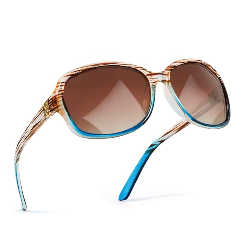Image of SIPHEW Polarized Sunglasses for Women | Vintage Square Sunglasses w UV400 Protection | Womens Wraparound Shade