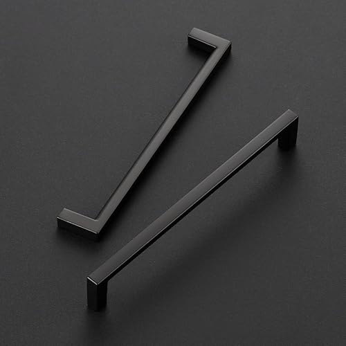 Image of Ravinte 20 Pack Matte Black Cabinet Pulls, 6-1 /4 Inch (160mm) Hole Center Slim Kitchen Handles, Square Drawer Pulls for Cabinets & Cupboards, Hardware