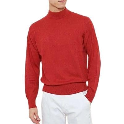 日本製 カシミヤ100% ハイネック 赤 Lサイズ [2534]