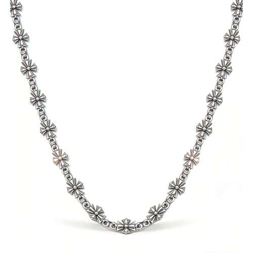 VIEKYBUTTY Silver Cross Necklace for Men, Punk Vintage Gothic Alloy