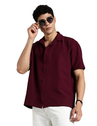 Image of FYLTR Men's Solid Casual Textured Shirt - Half Sleeves | Shirts for Men | Summer Shirt | Regular Fit