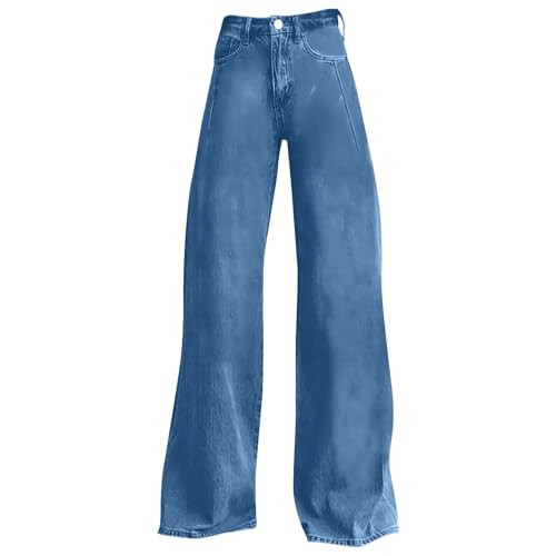 Palazzo Jeans for Women with Pockets High Waist Strength Casual Jeans Wide Leg Baggy Flare Popular Color Denim Pants4