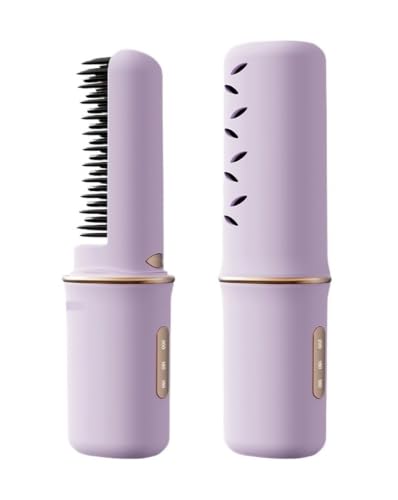Peine alisador y rizador eléctrico recargable morado miniatura 1