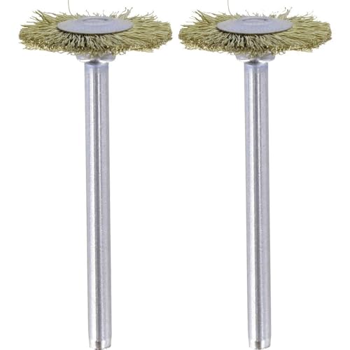 Image of Dremel Brass Brush in 2-Pack Accessory Set (535) - 2 Rotary Tool Accessories for Cleaning Metals and Removing Rust, Working Diameter 19 mm, Gray