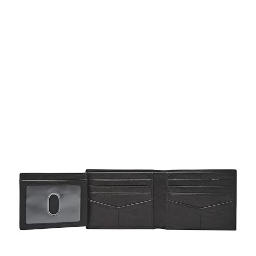 Image of Fossil Men's Neel Leather Bifold with Flip ID Wallet, Black, (Model: ML3899001)