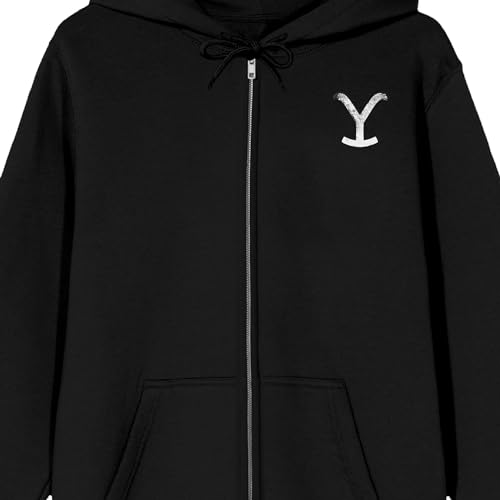 Bioworld Yellowstone Sticker Art and Logo Adult Black Zip-Up Hoodie2