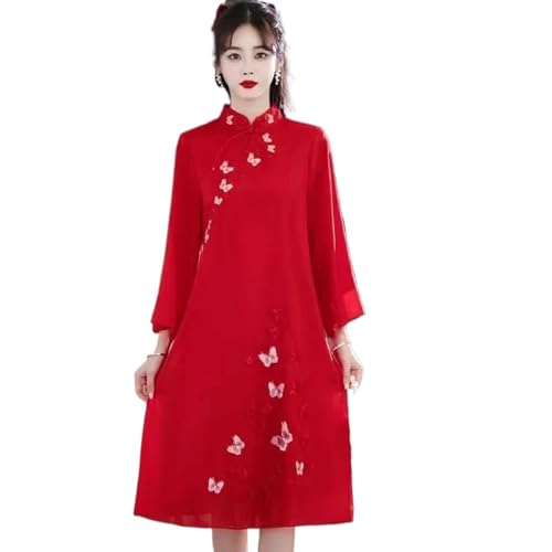 Robe chinoise anti-froid automnale Cheongsam brodé élégant pour femme