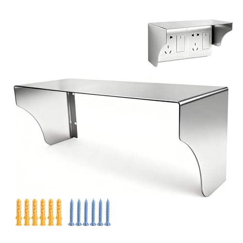 Steckdose Regenschutz Edelstahl, 24.5 x 12 x 12cm Abdeckung Steckdose Aussen, Türklingel Regenschutz Wetterschutz, Metall Abdeckung Regendicht Universell für Badezimmer Außensteckdosen