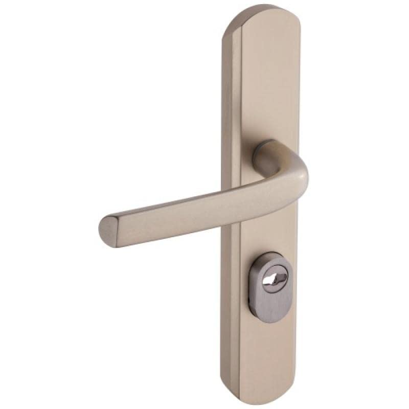 Vachette Set de Poignée de Porte sur Plaque Sécumax Up - Version Clé I, Entraxe 195 mm - Pose Facile - en Aluminium - Protecteur de Cylindre Inox Ajustable de 5 mm - Anodinox - Garantie 10 Ans