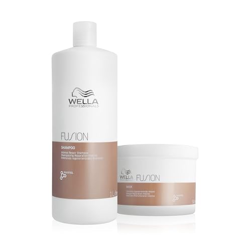 Wella Professionals Pack Fusion, Reparación Intensa, Cabello Dañado, Champú (1L) + Mascarilla (500ml)