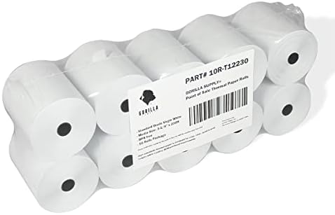 (10) Gorilla Supply 3 1/8 x 230 Thermal Paper Receipt Roll Clover Station Solo Duo TM-T88 T20 T90 Bixolon SRP-350 370, 3.125 x 230 ft Cash Register Paper, BPA Free, 10 Rolls