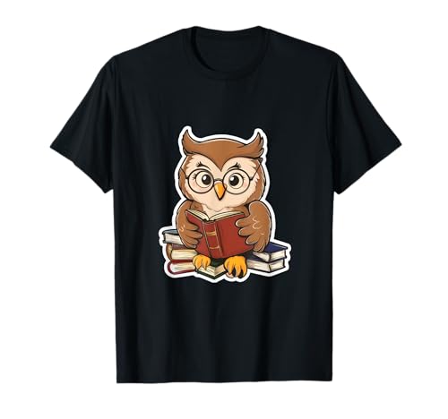Cute owl with book and reading glasses T-Shirt