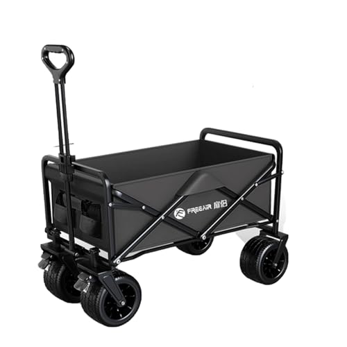 Carrito Plegable de 4 Ruedas: Carrito utilitario portátil para Compras, Playa, Camping y Actividades al Aire Libre.(Black)