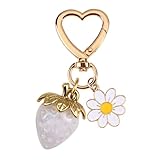 装飾ハートキーリング ストロベリーデイシステーマ 丈夫な樹脂素材 飛沫防止デザイン 日常使用アイテム ストロベリーハートキーホルダー