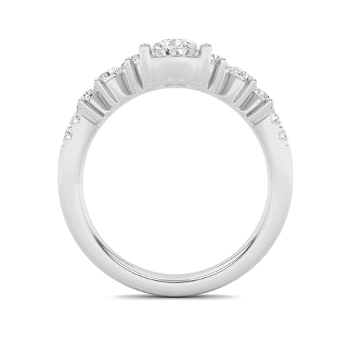 14K White Gold Lab Grown Diamond 1.50 CTTW Pear Cut Center Multi-Stone Ring4