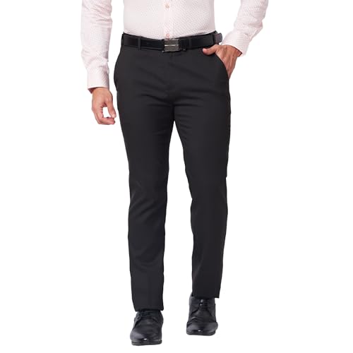 Image of Raymond Men's Slim Fit Polyester Blend Checks Pattern Flat Front Formal Trouser