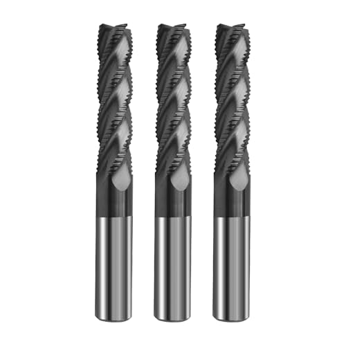 Image of 3Pcs 1 /2 inch Carbide Roughing End Mill, 4 Flute End Mill Bits for Steel, ALCrSiN Nano Coated CNC Router Bit, 35 Degree Helix Milling Cutter