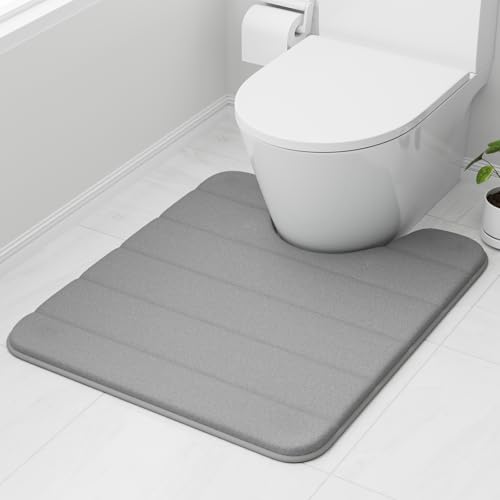 wyewye Tapis de toilette en mousse à mémoire de forme 50 x 60 cm gris - Tapis de salle de bain ultra doux, antidérapant, super absorbant