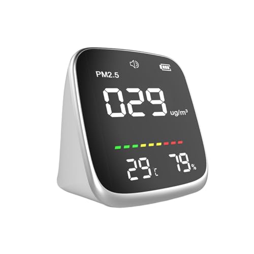 Monitor de calidad del aire – Monitor de aire interior | Pm2.5, herramienta de medición de temperatura y humedad, detector de aire de carga USB con función de advertencia con pantalla digital LED para
