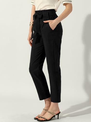 Allegra K Women's Paper Bag Pants High Waist with Pockets Tie Casual Office Cropped Trousers3