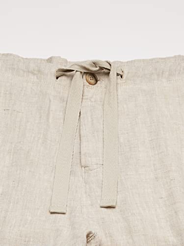 Perry Ellis Mens Regular Fit 100% Linen Drawstring (Waist Size 29 - 54 Big & Tall) Casual Pants, Natural Linen, 34W X 32L Us #TOP1