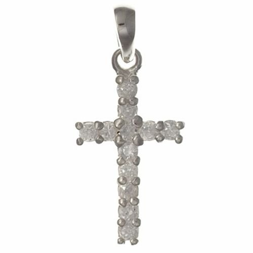 Preisvergleich Produktbild Kreuz Silber 925 funkelde Zirkonia weiß Kette Anhänger