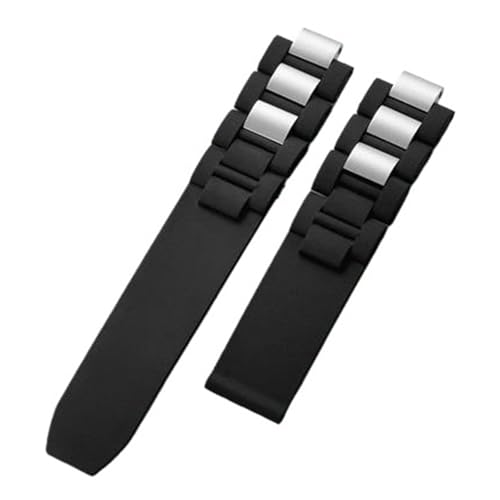 HYUOIND Compatible con la Correa de Reloj de Silicona Convexa del Siglo XXI de Cartier. Los Accesorios de Cadena de Reloj en Blanco y Negro Son adecuados for Correas de 20 x 10 mm.(Black no Clasp)
