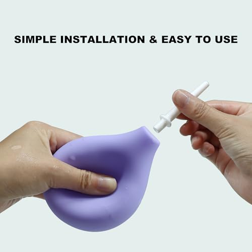 Image of TopQuaFocus 8oz Enema Bulb Kit Anal and Vaginal Douche Bulb for Men Flushing System Enemas Silicone Bulb 4 Replaceable Tips (Purple, 224ml)