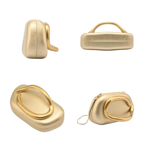 Image of Women PU Leather Metal Handle Handbag Trendy Commuting Compact Stone Purse Hand-held Causal Shoulder Clutch Bag