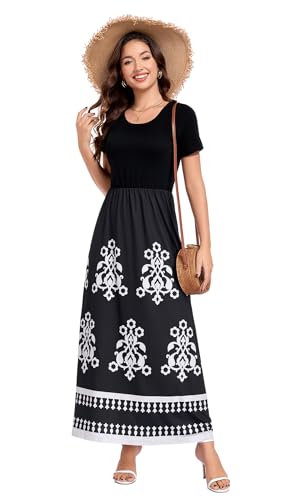 Image of Mommy Jennie Women's Maxi Dresses Short Sleeve Long Casual Summer Sundresses