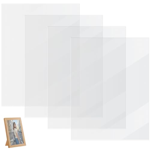 4 láminas acrílicas transparentes A4, placas de vidrio acrílico, placas de plástico transparentes, 210 x 297 mm, lámina de plástico acrílico para marcos de fotos, expositores de mesa, pintura