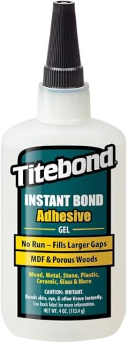 Image of Titebond Instant Bond Gel Adhesive, 20-Second Bond, Home Repair, Woodworking, Crafts, Miter Joints, Filling Gaps, Vertical Project, 4 oz. 6232 (Pack of 5)