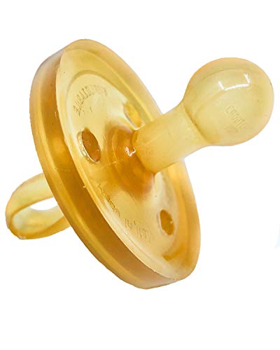 Simply Rubber Baby Pacifiers - Rounded - (6-12 Mos) - Natural Rubber Pacifier - Breastfed Babies - Handcrafted In Italy 1 Pack #TOP9